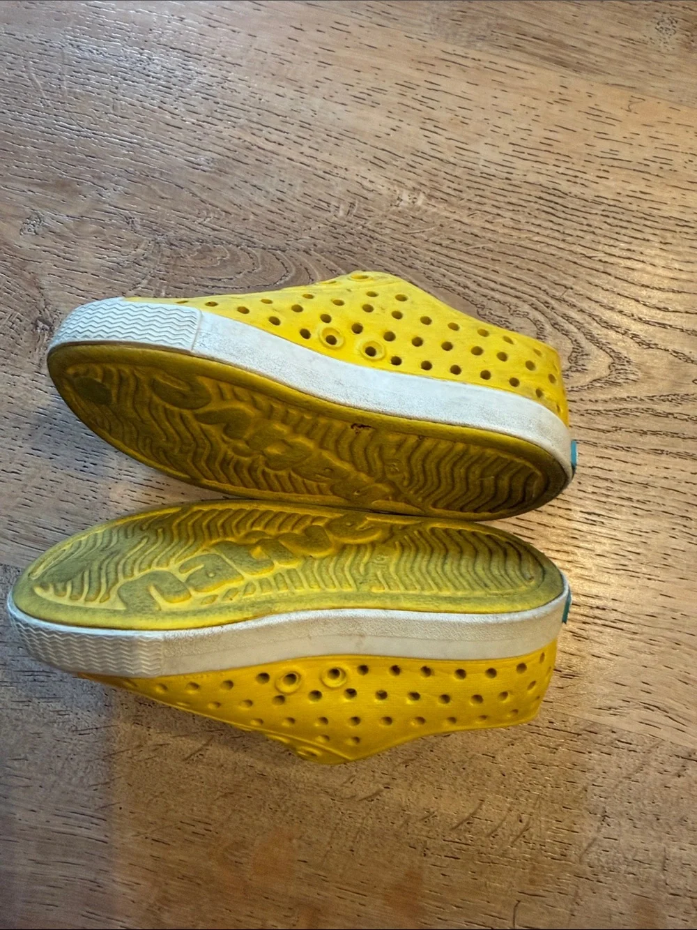 Native Kefferson Kids Slip-On Water Shoes in Yellow with White Toe Caps